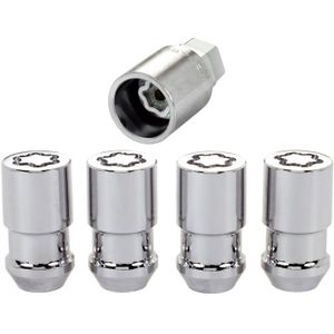 McGard Wheel Lock Nut Set - 4pk. (Cone Seat) 1/2-20 / 3/4 & 13/16 Dual Hex / 1.66in. Length - Chrome - 24198