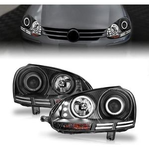 ANZO 2006-2009 Volkswagen Rabbit Projector Headlights w/ Halo Black (CCFL) - 121345