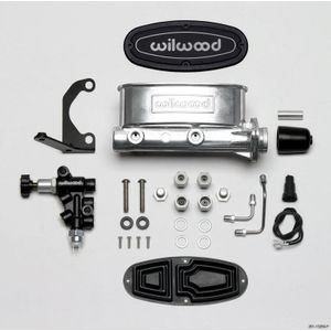 Wilwood HV Tandem M/C Kit w L/H Bracket & Prop Valve - 1in Bore Ball Burnished - 261-13269-P