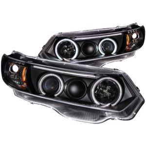 ANZO 2006-2011 Honda Civic Projector Headlights w/ Halo Black (CCFL) - 121062