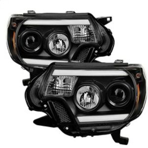 Spyder Toyota Tacoma 12-15 Projector Headlights Light Bar DRL Black PRO-YD-TT12-LBDRL-BK - 5081711