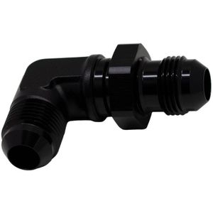 DeatschWerks 8AN Male Flare to 8AN Male Flare Bulkhead Adapter 90-Degree - Anodized Matte Black - 6-02-0711-B