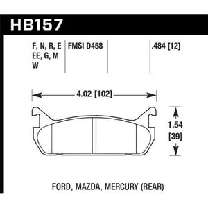 Hawk 91-96 Ford Escort GT / 90-93 Mazda Miata DTC-60 Rear Race Brake Pads - KHB157G.484