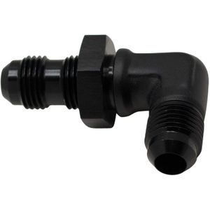 DeatschWerks 6AN Male Flare to 6AN Male Flare Bulkhead Adapter 90-Degree - Anodized Matte Black - 6-02-0710-B