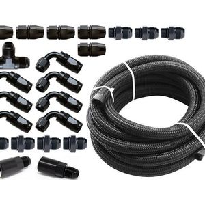 Torque Solution Braided Fuel Line Kit for -6 Aeromotive FPR: Subaru WRX 02-14 / Subaru STI 07-18 - TS-SU-6FLK-AM