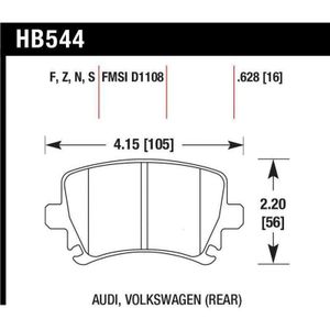 Hawk Audi A3 / A4 / A6 Quattro Performance Ceramic Rear Brake Pads - KHB544Z.628