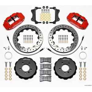 Wilwood Narrow Superlite 6R Front Hat Kit 12.88in Drill Red 06-12 Volkswagen GTI w/ Lines - 140-12789-DR