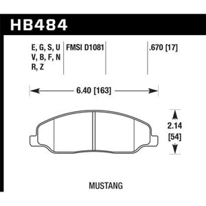 Hawk 05-10 Ford Mustang GT & V6 / 07-08 Shelby GT HPS Street Front Brake Pads - KHB484F.670