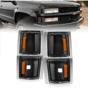 ANZO 1994-1998 Chevrolet Blazer Corner Lights Black Housing Clear Lens w/ Amber Reflector - 521042