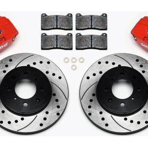 Wilwood DPHA Front Caliper & Rotor Kit Drill Red Honda / Acura w/ 262mm OE Rotor - 140-12996-DR