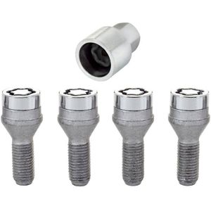 McGard Wheel Lock Bolt Set - 4pk. (Cone Seat) M12X1.5 / 17mm Hex / 25.5mm Shank Length - Chrome - 27179