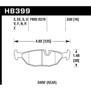 Hawk BMW Motorsport 16mm Thick DTC-60 Rear Race Brake Pads - KHB399G.630