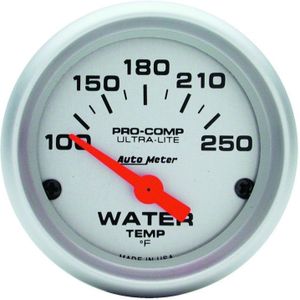 Autometer Ultra-Lite 52mm 100-250 Deg F Short Sweep ElectricWater Temp Gauge - 4337