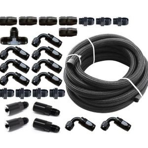 Torque Solution Braided Fuel Line Kit for -6 Aeromotive FPR & Flex Fuel Kit - 02-14 Subaru WRX - TS-SU-6FLK-AM-FF