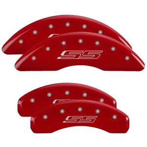 MGP 4 Caliper Covers Engraved Front & Rear Gen 5/SS Red finish silver ch - 14241SSS5RD