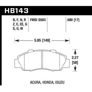 Hawk 97-99 Acura CL/97-01 Integra Type-R /  97-01 Honda CRV/Prelude DTC-60 Race Front Brake Pads - KHB143G.680