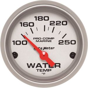 Autometer Water Temp Gauge 2 1/6in 100-200 Degree F Electric Marine Silver - 200762-33