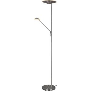 LED Stehlampe - Trion Bravo - 36.5W - Anpassbare Lichtfarbe - Dimmbar - Rund - Matt Nickel - Aluminium