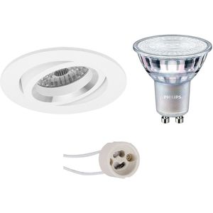 PHILIPS - LED Spot Set - MASTER 927 36D VLE DT - GU10 Sockel - Dimmbar - Einbau Rund - Mattweiß - 4.9W - Warmweiß 2700K - Kippbar - Ø82mm