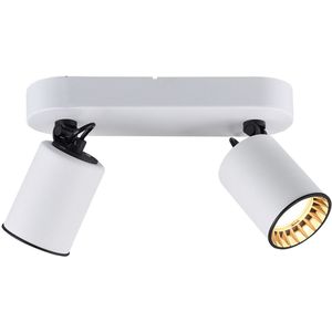 LED Deckenstrahler - Trion Nimo - GU10 Sockel - 2-flammig - Reckechtig - Matt Weiß - Aluminium