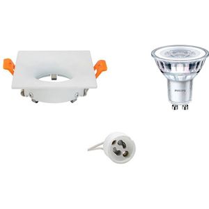 PHILIPS - LED Spot Set - CorePro 830 36D - GU10 Sockel - Dimmbar - Einbau Quadratisch - Mattweiß - 3W - Warmweiß 3000K - 85mm