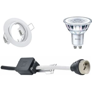 LED Spot Set - GU10 Fassung - Einbau Rund - Matt Weiß - Schwenkbar Ø83mm - Philips - CorePro 840 36D - 3.5W - Neutralweiß 4000K