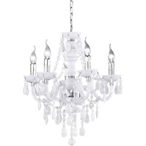 LED Kronleuchter - Trion Lucy - E14 Sockel - 5-flammig - Rund - Mattweiß - Aluminium