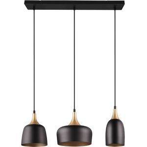 LED-Hängelampe - Hängebeleuchtung - Trion Zira - E14 Fassung - 3-Lichter - Rechteckig - Mattschwarz - Metall