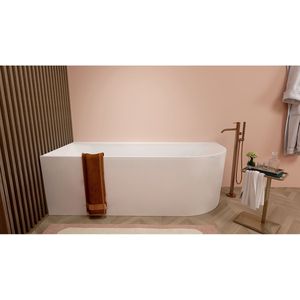 Wiesbaden Zenn Eckbad Links - 180x80cm - Acryl - Glanz Weiß mit Abfall Glanz Weiß