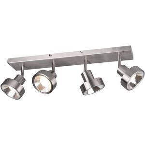 LED Deckenstrahler - Trion Leonida - GU10 Sockel - 4-flammig - Rechteckig - Mattes Nickel - Aluminium