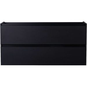 Wiesbaden Marmaris Unterschrank mit 2 Schubladen 2 Aussparungen - 120x45cm - Matt Schwarz