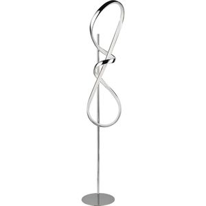 LED Stehlampe - Trion Pudia - 27W - Natürlich Weiß 4000K - Dimmbar - Glanz Chrom - Metall