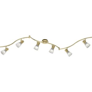 LED Deckenstrahler - Trion Levino - E14 Sockel - Warmweiß 3000K - 6-flammig - Rechteckig - Mattes Gold - Aluminium