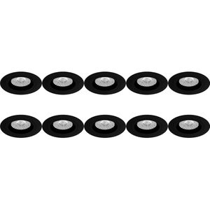 Einbauleuchte 10er Pack - Pragmi Rodos Pro - GU10 Sockel - Einbau Rund - Mattschwarz - Aluminium - Ø93mm