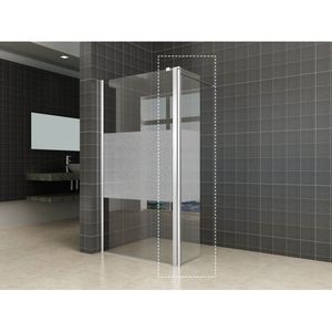 Wiesbaden Komfort Seitenwand Drehbar Links - 350x2000x10mm - NANO - Klarglas mit Milchglas Mittelband/Chrom