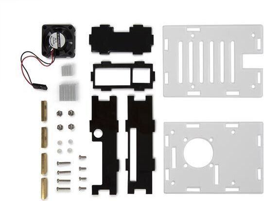 TRANSPARANTE BEHUIZING MET KOELELEMENTEN EN VENTILATOR VOOR RASPBERRY PI 4® (WPA507)
