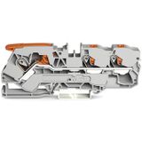 3-draads doorgangsklemmenblok met hendel en drukknop 10 mm², grijs (WG21105301)