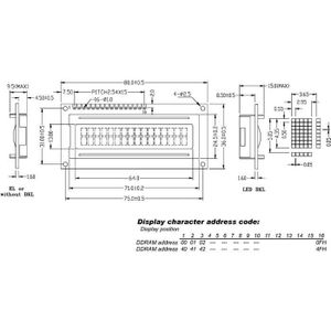 LCD 16 x 2 BOTTOM VIEW REFLECTIEF (LCD1602LC)