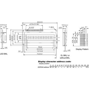 LCD 16 x 1 BOTTOM VIEW TRANSFLECTIEF MET ACHTERGRONDVERLICHTING (LCD1601BLC)