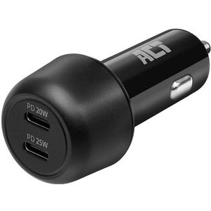 USB-autolader, 2 x USB-C, Power Delivery-functie, 45 W, 3 A, zwart (ACTAC2200)