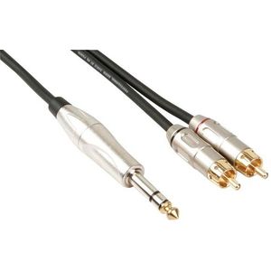 HQ-Power RCA-jack kabel, 2 x RCA mannelijk, 1 x jack 6.35 mm, stereo, 6 m, perfect voor geluidsoverdracht