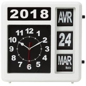 WANDKLOK MET FLIPOVER KALENDER - 31 x 31 cm - FRANS (WC107)