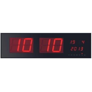 Perel Wandklok met led-display, digitaal, zwart, rood