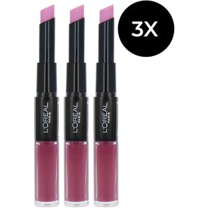 L'Oréal Infallible 24HR 2 Step Lipstick - 218 Wandering Wildberry (set van 3)