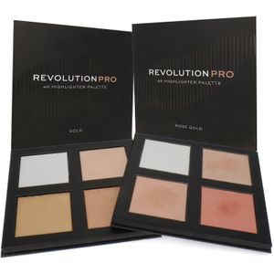 Makeup Revolution 2 x Revolution 4K Highlighter Palette - Gold-Rose Gold (doosje met krasjes)