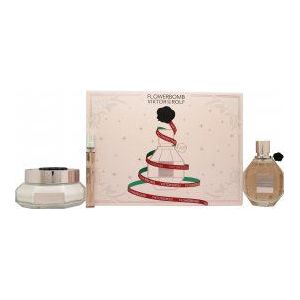 Viktor & Rolf FlowerBomb Christmas Edition Geschenkset 100ml EDP + 10ml EDP Travel Spray + 200ml Body Cream