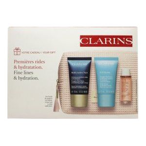 Clarins Skincare Geschenkset 15ml SOS Hydra Refreshing Hydration Masker + 15ml Multi-Active Nachtcrème + 10ml Micellar Cleansing Water