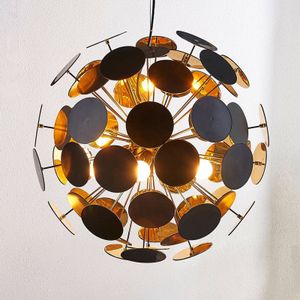 Lindby Hanglamp Kinan met schijfjes in zwart en goud