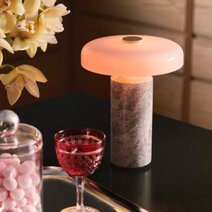 DESIGN BY US Trip LED oplaadbare tafellamp, grijs / roze, marmer, glas, IP44