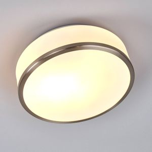 Searchlight Plafondlamp Flush IP44, Ø 28cm, zilver gesatineerd